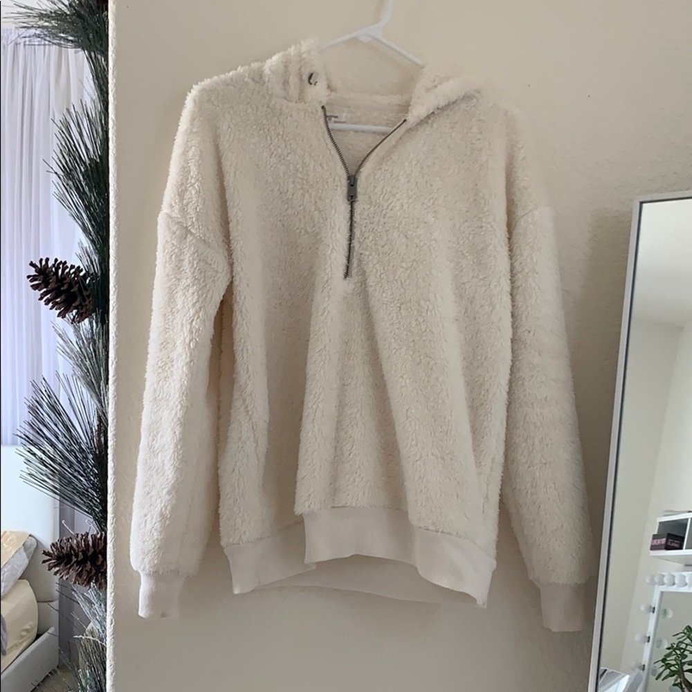hooded quarter zip